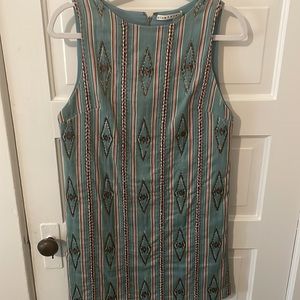 Alice + Olivia Ikat Beaded & embroidered shift dress